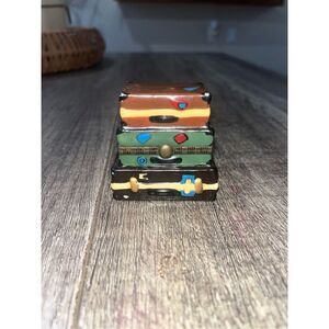 Vintage Porcelain Suitcase Luggage Hinged Trinket Box 2.25"